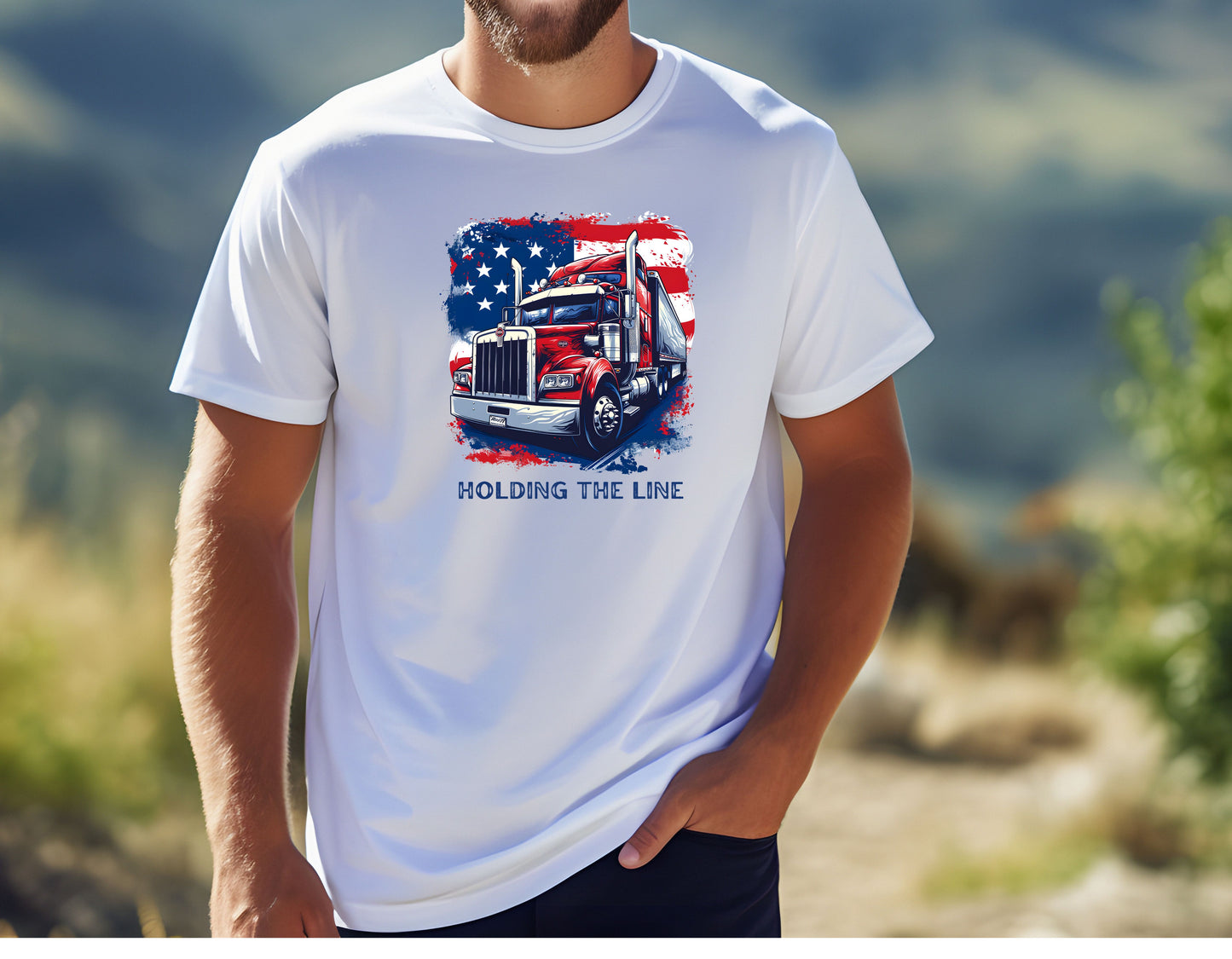 Truckers for America.  We love our country and all we ask for is fairness and living correctly.  red, white and blue with a truck