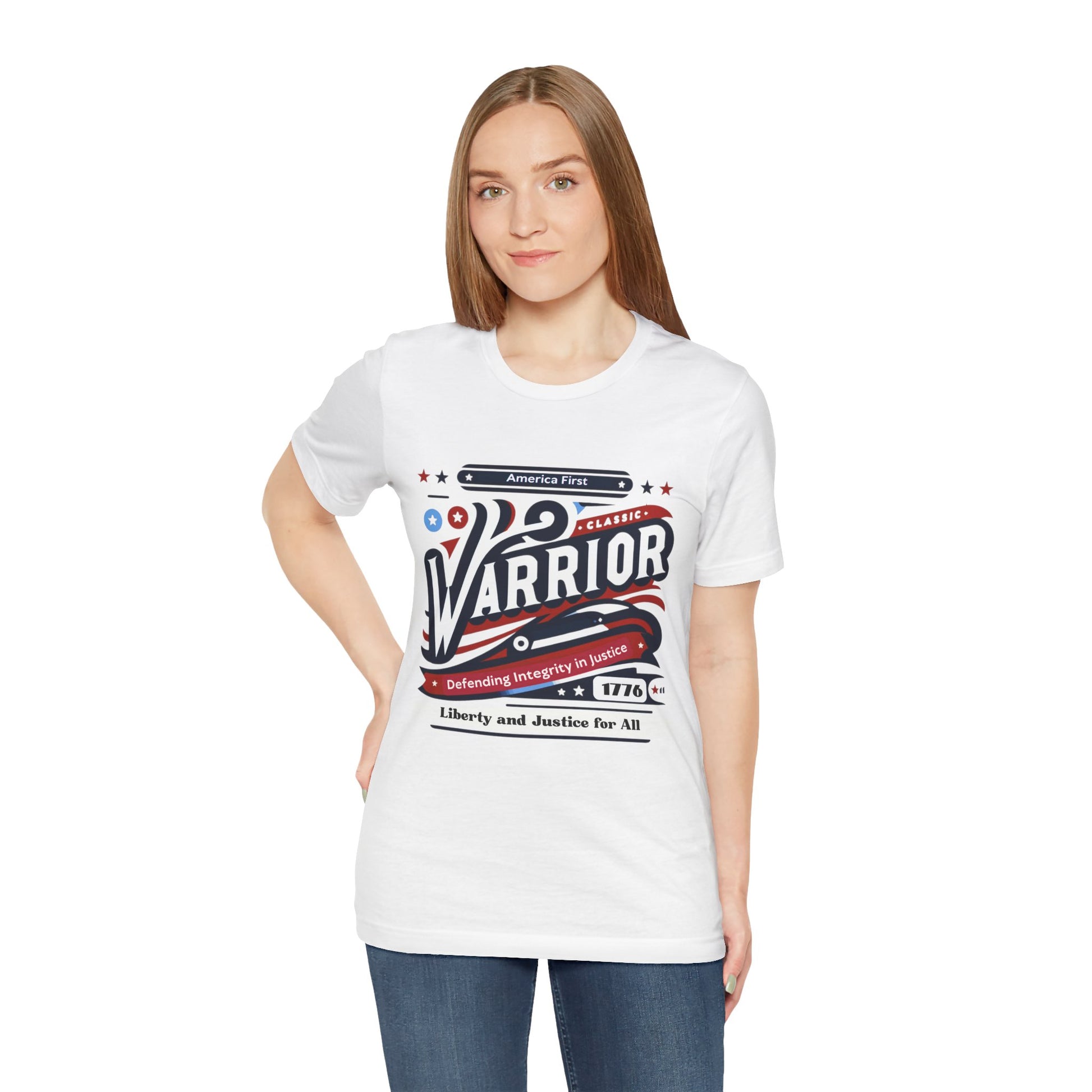 America first Warrior t shirt Defending Integrity in Justice. Liberty and Justice for all t shirt