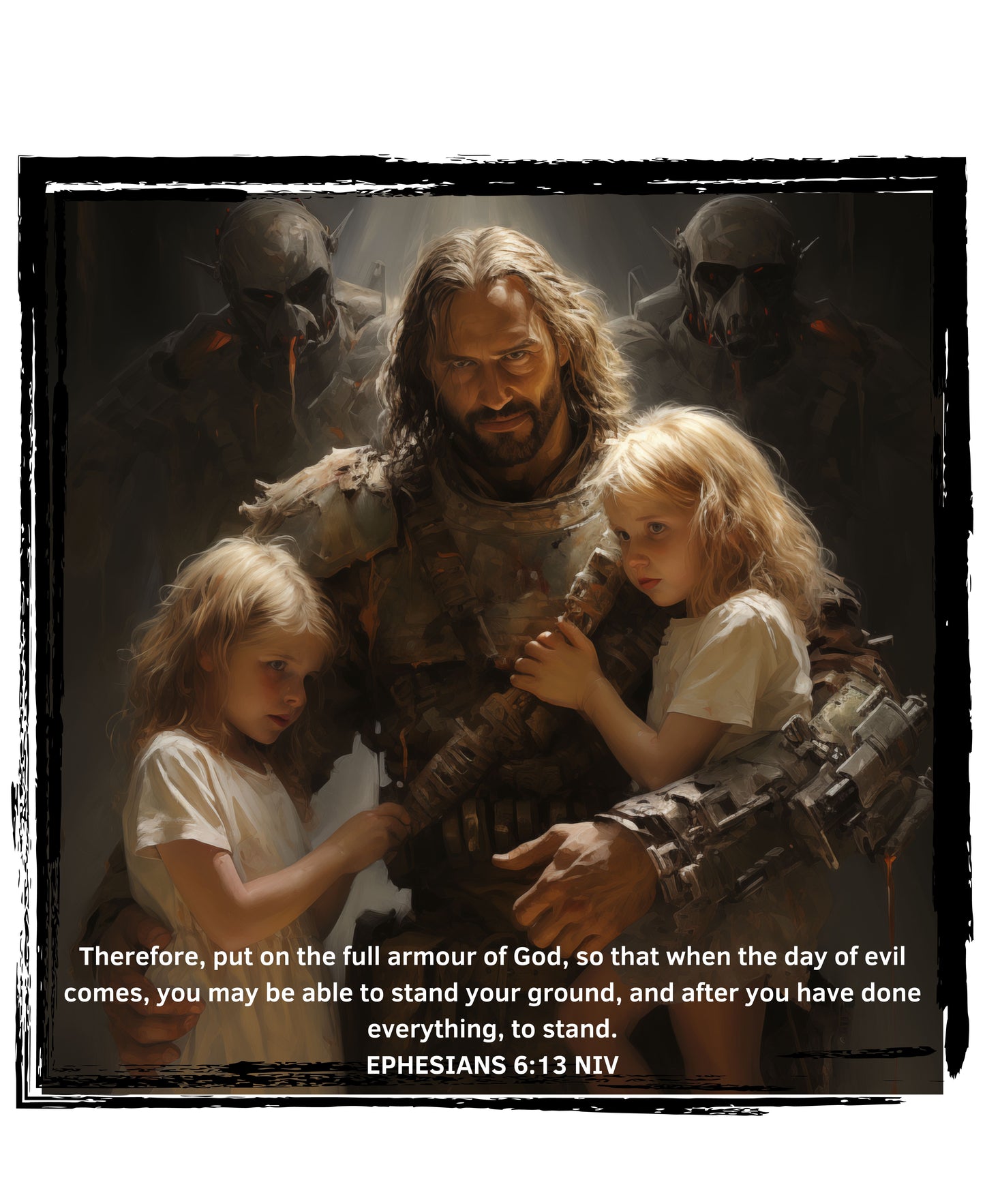 Protect our children from the predators. The quote reads "therefore, put on the full armour of God, so that when the day of evil comes, you may be able to stand your ground, and after you have done everything, to stand.