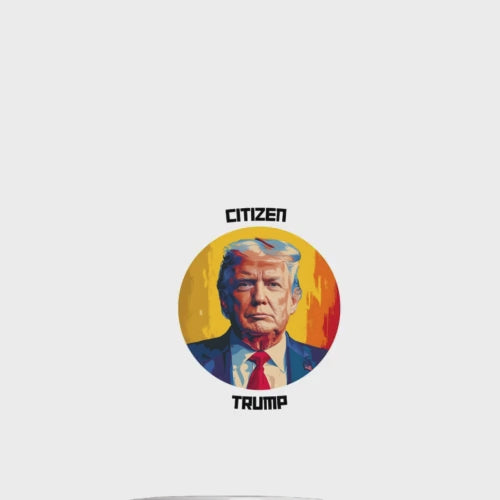 Citizen Trump mug on a colorful background.