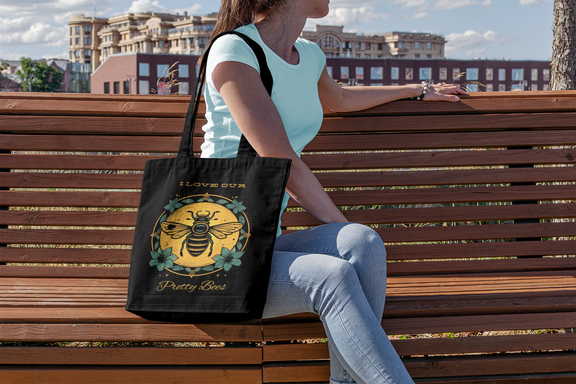 I love our pretty bees tote reminds you why to reuse, reduce, and recycle (when it works!)  We don't do it to show our virture, we do it to show our love.