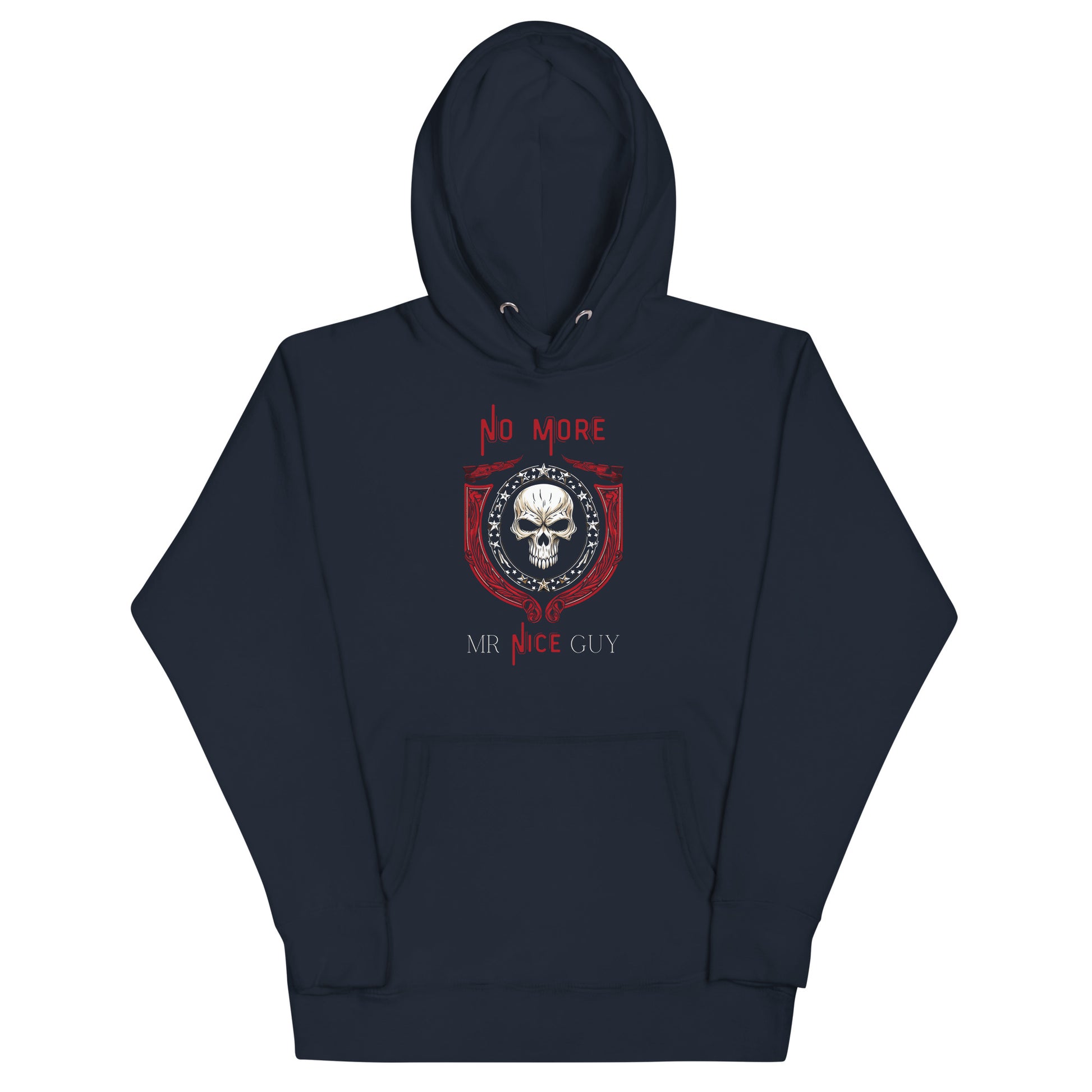 No more Mr Nice Guy, we're not playing around. Navy hoodie shown