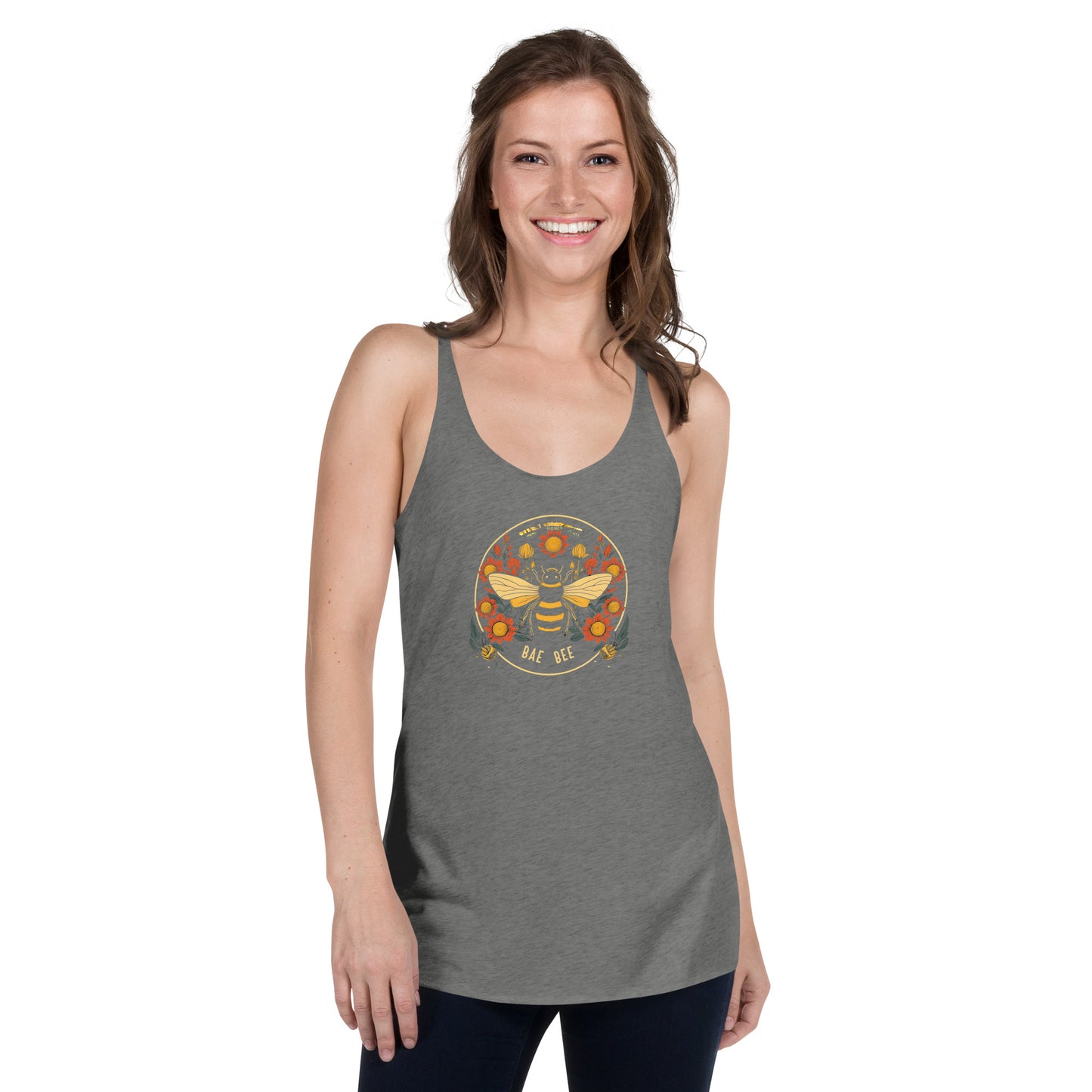 Bae Bee Women's Racerback Tank, bee image, bee graphic tank top, summer tank, women's tank