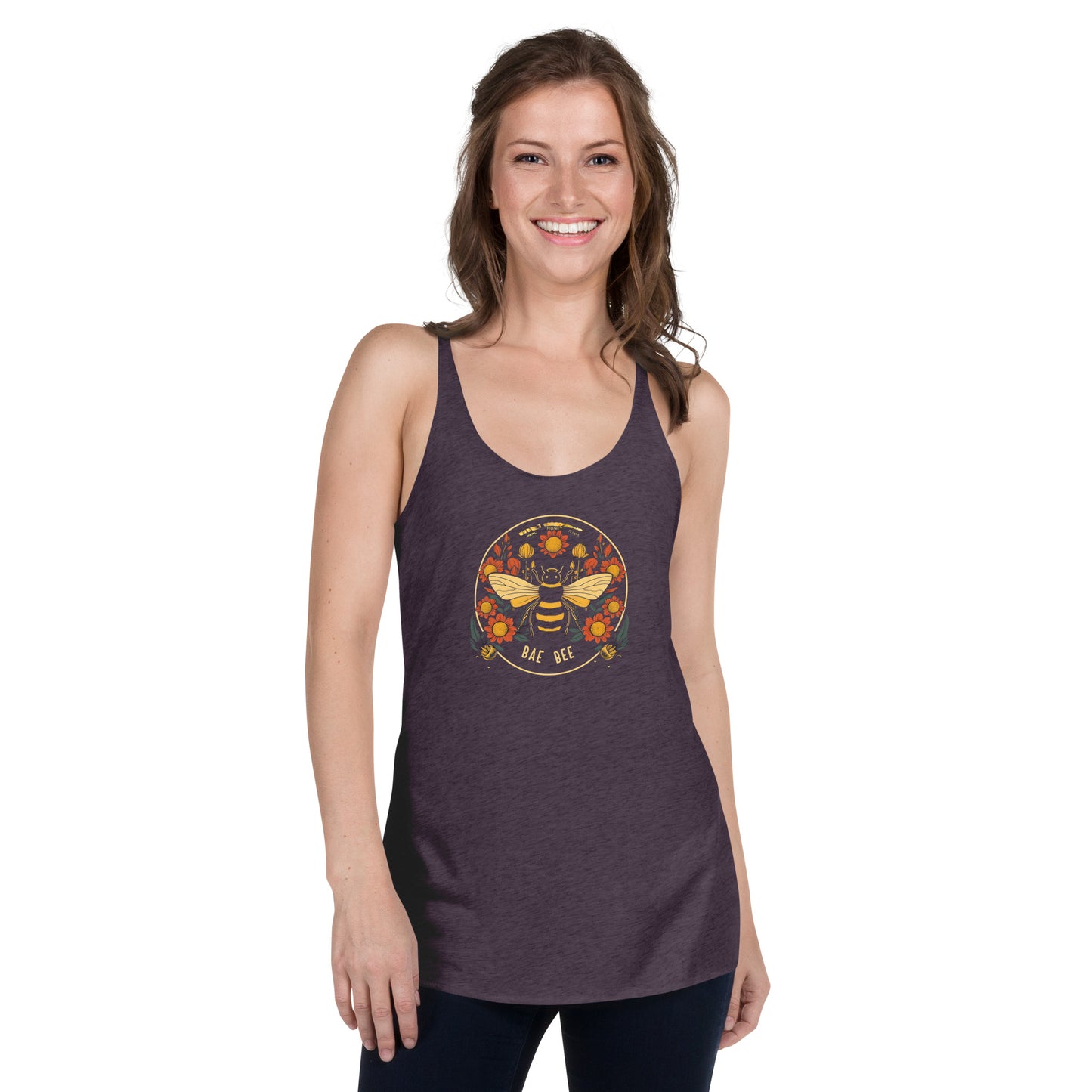 Bae Bee Women's Racerback Tank, bee image, bee graphic tank top, summer tank, women's tank