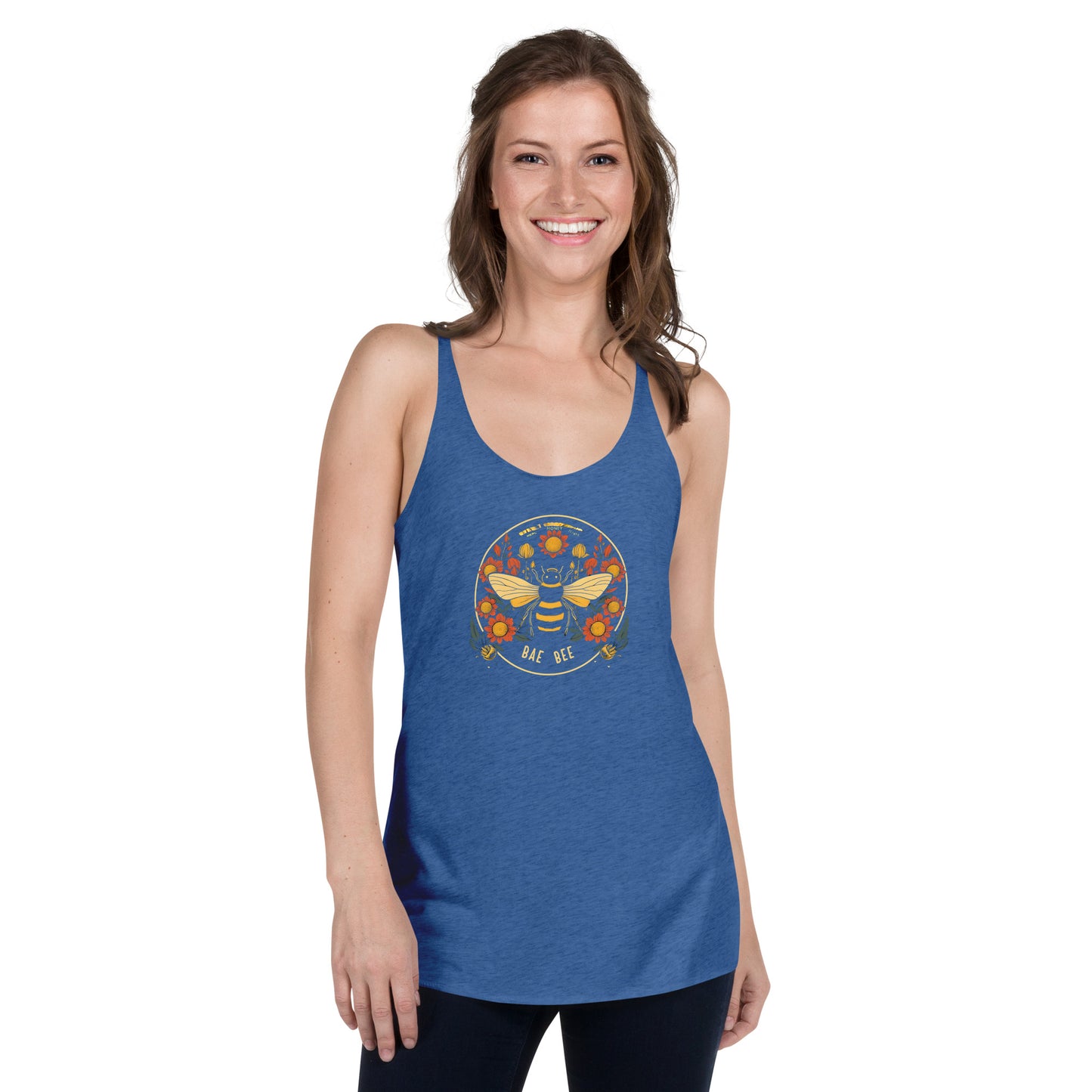 Bae Bee Women's Racerback Tank, bee image, bee graphic tank top, summer tank, women's tank