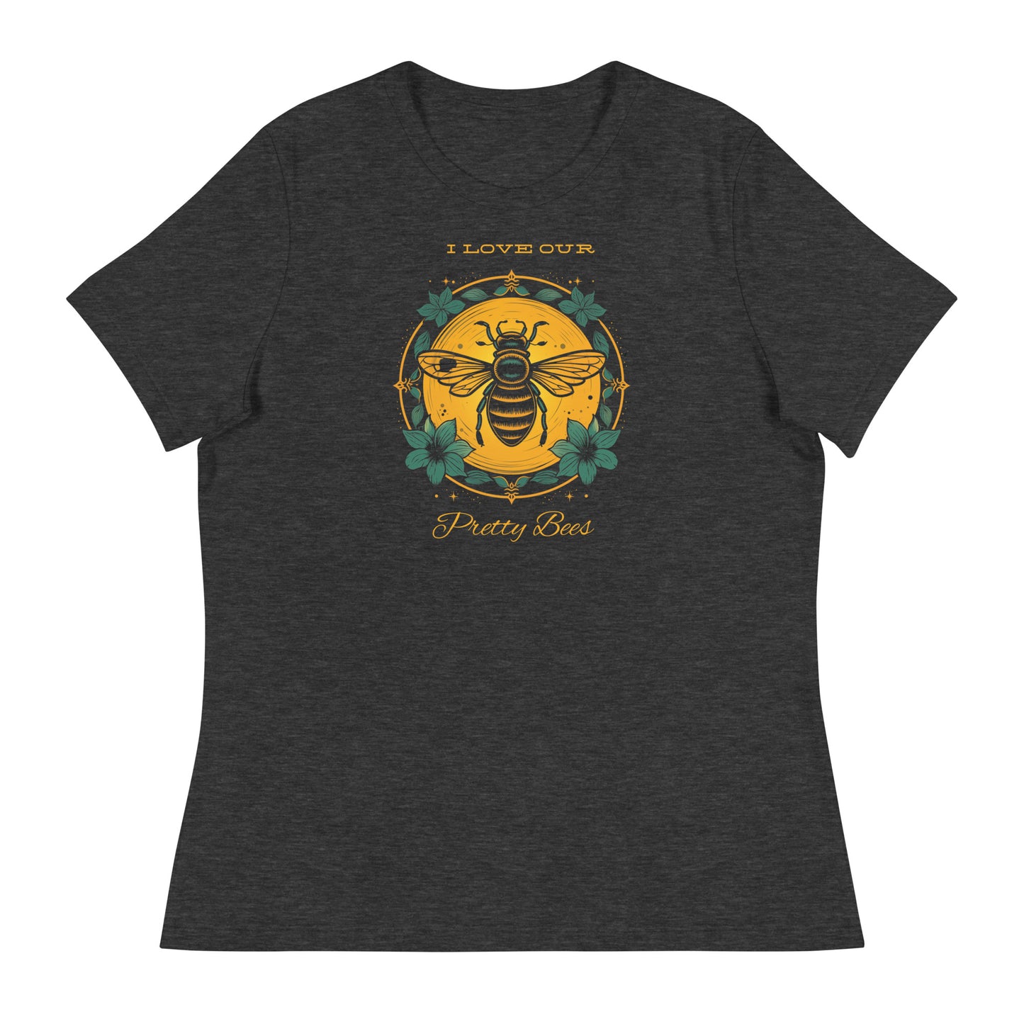 Vintage bee graphic that says "I love our pretty bees" Dark grey heather